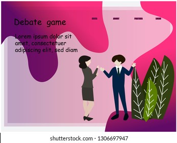 debate concept vector.Landing page template for web development, business solutions. Modern vector illustration flat concepts decorated people character for website and mobile website development. 