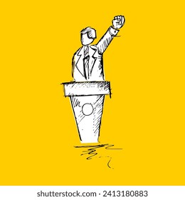 Debate contest, doodle and sketch