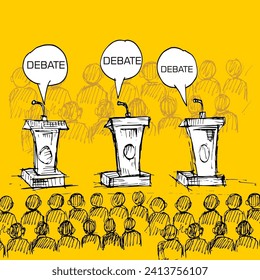 Debate contest, doodle and sketch