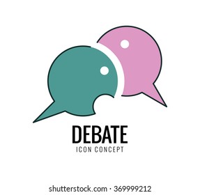 Debate and dialog, discussion, conversations symbol. thin line flat design. vector illustration