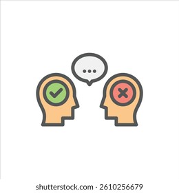 debate filled outline icon. argue color line illustration.