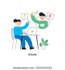 Debate Flat Style Design Vektorgrafik. Stockillustration