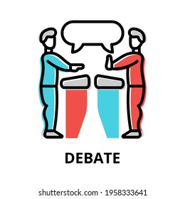 Debate icon concept, politics collection, flat line vector illustration