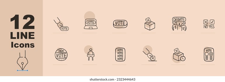 Debate Icon. Intellectual discourse, argument, exchange of ideas, persuasive communication, public speaking, deliberation. Pastel color background. Vector 12 line icon