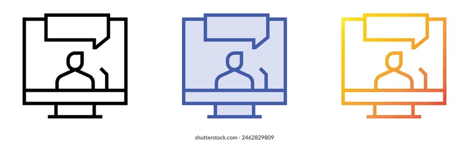 icono de debate. Diseño de estilo de relleno lineal, azul y degradado aislado sobre fondo blanco