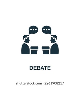 Icono de debate. Cartel monocromo simple de la colección electoral. Icono de debate para logotipo, plantillas, diseño web e infografías.
