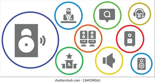 debate icon set. 9 filled debate icons.  Simple modern icons about  - Speaker, Commentator, Comment, Podium