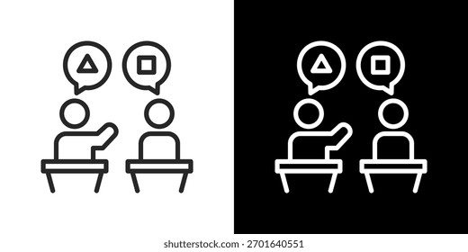 Debate  Icon Set. Clean Line Design With Light And Dark Versions For Versatile Use. 