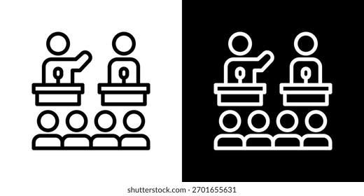 Conjunto de iconos de debate. Diseño De Línea Limpia Con Versiones Claras Y Oscuras Para Un Uso Versátil.