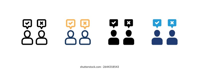 Icono de debate establece la colección de varios estilos. Ilustración vectorial.