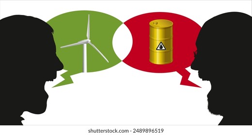 Debate on the environment and the respective role of fossil and renewable energies in climate change.