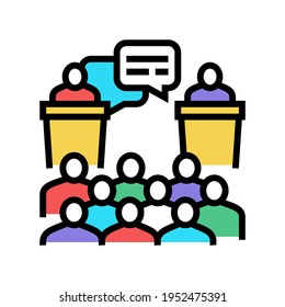 Debate On Forum Color Icon Vector. Debate On Forum Sign. Isolated Symbol Illustration