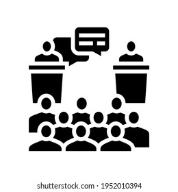 debate on forum glyph icon vector. debate on forum sign. isolated contour symbol black illustration