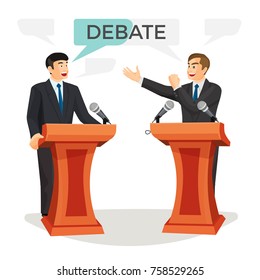 Debate poster with two politicians on vector illustration
