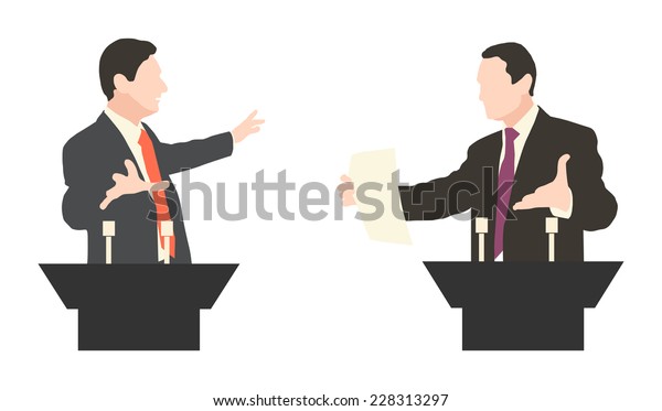 Debattre De Deux Orateurs Discours Politiques Image Vectorielle De Stock Libre De Droits