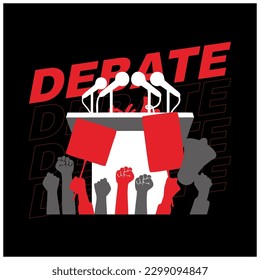 Debate Typography Patch V70 Patch Streetwear, Urban Design Red and White Colors Patch Commercial Use