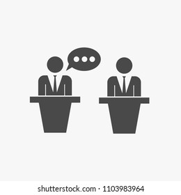 Debate vector icon men in suits debating eps10 for politics and webpage