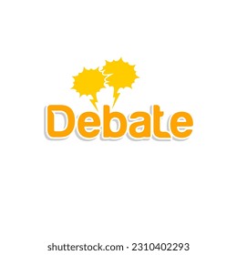DEBATE Wordmark Logo - 2 balloon communication as symbol of Debate, fused in the word.