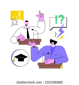 Debating club abstract concept vector illustration. Classroom debates, eloquent speech, debating competition, school club, public speaking class, effective communication skill abstract metaphor. svg