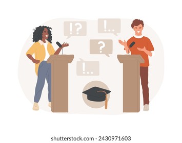 Debating club isolated concept vector illustration. Classroom debates, eloquent speech, debating competition, school club, public speaking class, effective communication skill vector concept.