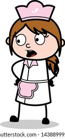 Debating - Retro Cartoon Waitress Female Chef Vector Illustration