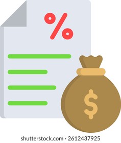 Debenture Icon Flat Vector Illustration
