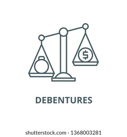 Debentures line icon, vector. Debentures outline sign, concept symbol, flat illustration