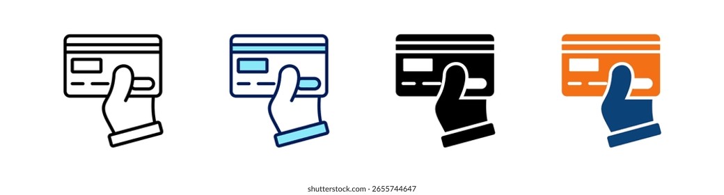Debit Card All In One Icon Multi Styles Vector Set
