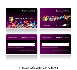 Debit Card, Credit Card, ATM Card Or Privilege Card Vector Template Design.