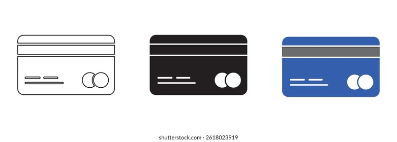 Debit card or credit card icon vector illustration. Debit card or credit card symbol line, fill, and color icon for graphic and web design collection
