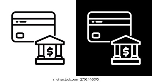 Icono de tarjeta de débito de línea de estilo blanco y negro