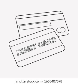 Elemento de línea de icono de tarjeta de débito. Ilustración vectorial de la línea de icono de tarjeta de débito aislada en fondo limpio para el diseño del logotipo de la aplicación móvil web.