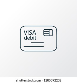 Debit card icon line symbol. Premium quality isolated visa element in trendy style.