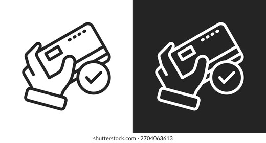 Debitkartensymbol in Zeilenversion auf schwarz-weißem Hintergrund