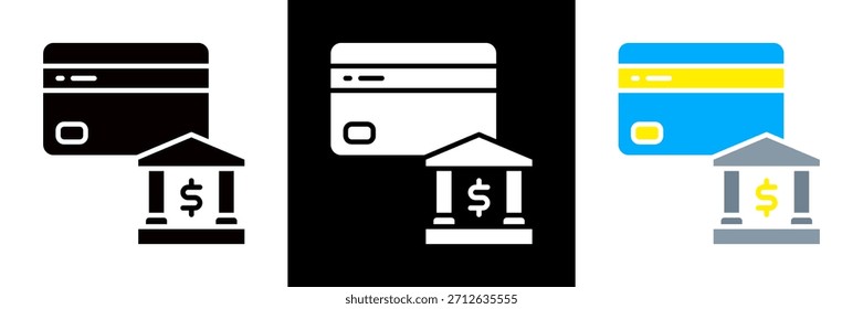 Symbolsatz für Debitkartensymbol Glyphe, Vektorgrafik