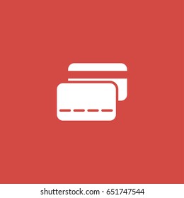 debit card icon. sign design. red background