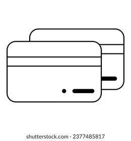 Debit card line art element. Simple flat vector with business theme. Business.