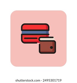 Debit card line icon. Earning, online payment, cash withdrawal. Credit card concept. Vector illustration can be used for topics like banking, finance, money