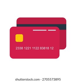 Debitkarte im modernen Flachformat. Elektronische Zahlung als Symbol des Bankwesens. Vektorgrafik. Einfache Formen für Finanzanwendungen.