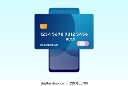 debit card with nfc technology payment method vector design illustration