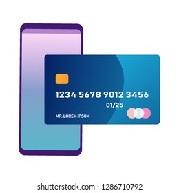 debit card with nfc technology payment method vector design illustration