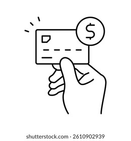 debit card payment line icon vector. debit card payment sign. isolated contour symbol black illustration