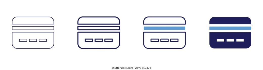 Debit card payment system icon in 4 different styles. Thin Line, Line, Bold Line, Duotone. Duotone style. Editable stroke.