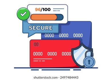 debit card security. Detect bank card fraud, unauthorized use to steal funds or make purchases. Identity theft, online fraud. Financial crime with secure transactions, phishing illustration.