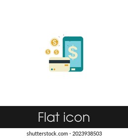 Tarjeta de débito e icono Smartphone Plano Diseño Fondo blanco aislado, Eps 10
