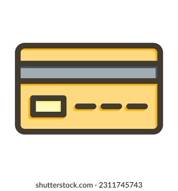 Debit Card Thick Line Filled Colors For Personal And Commercial Use.
