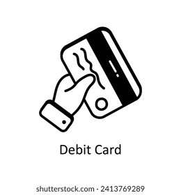 Debit Card vector  outline doodle Design illustration. Symbol on White background EPS 10 File