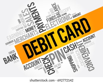 Debit Card word cloud collage, finance business concept background
