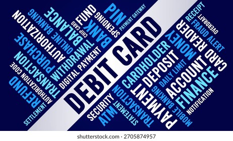 Debt Card Word Cloud Design, Transaktion und elektronisches Zahlungsverkehrssystem (Abbildung)