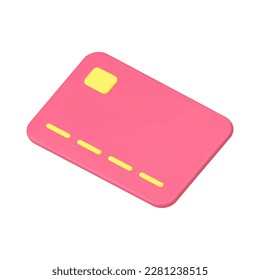 Debit credit card banking plastic tool online shopping financial order payment 3d icon realistic vector illustration. Internet paying commercial finance account e money contactless cashless purchase